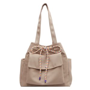 Stylish solid color drawstring shoulder bag